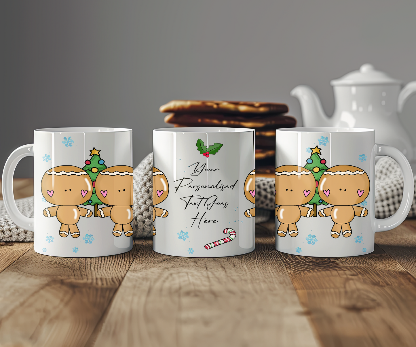 Personalised Whimsical Christmas Gingerbread Male Couple - Gift Mug