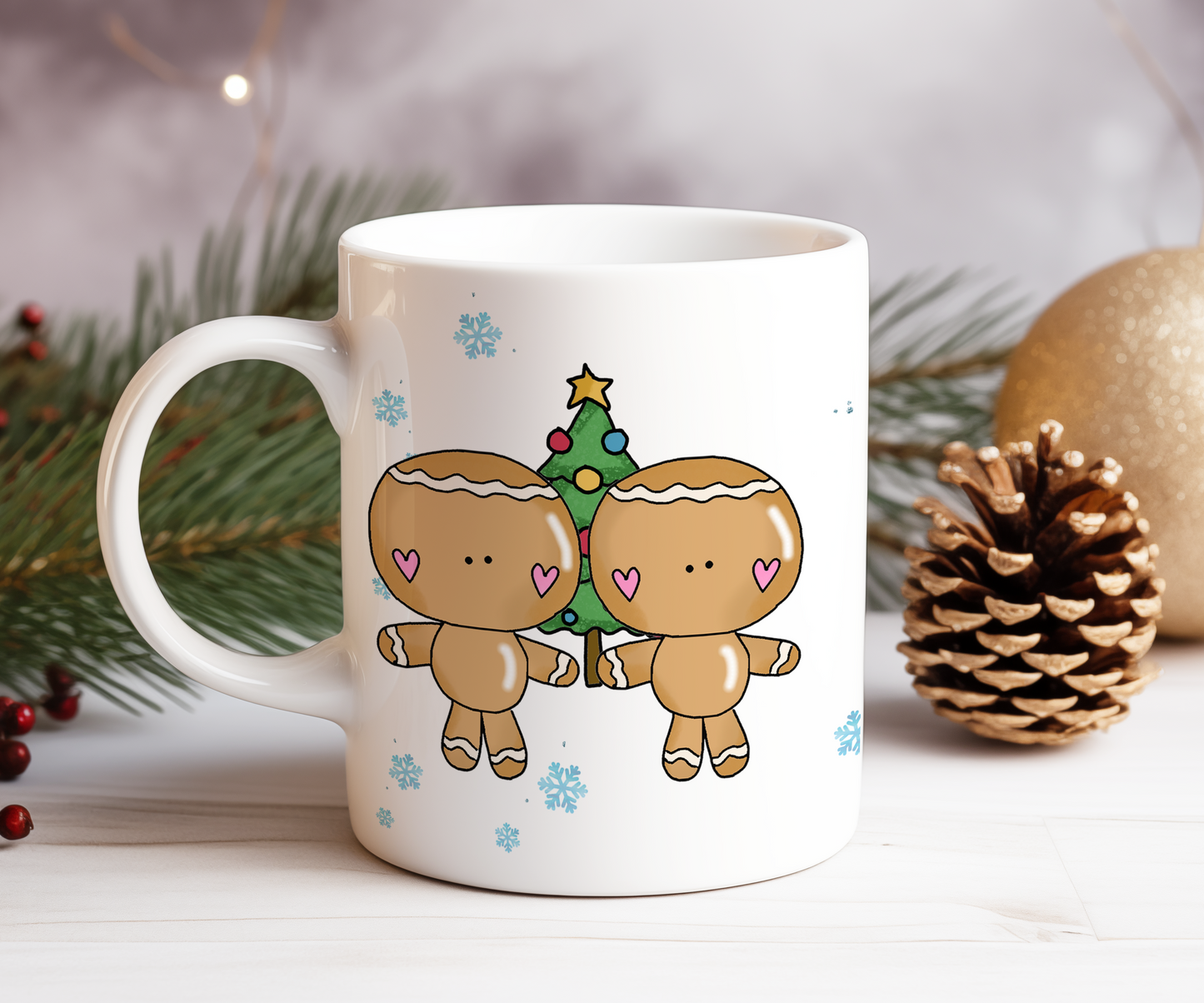 Personalised Whimsical Christmas Gingerbread Male Couple - Gift Mug