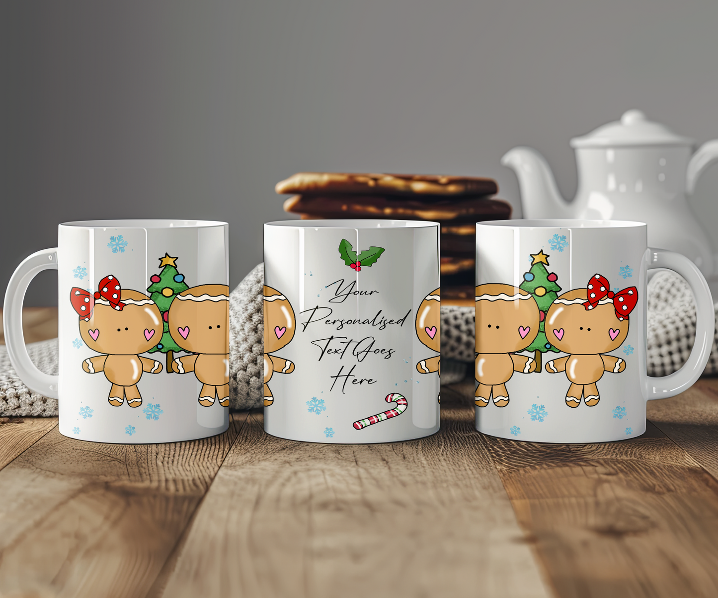 Personalised Whimsical Christmas Gingerbread Couple - Gift Mug