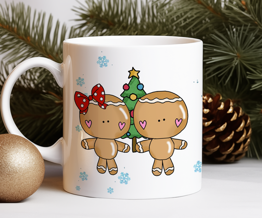 Personalised Whimsical Christmas Gingerbread Couple - Gift Mug