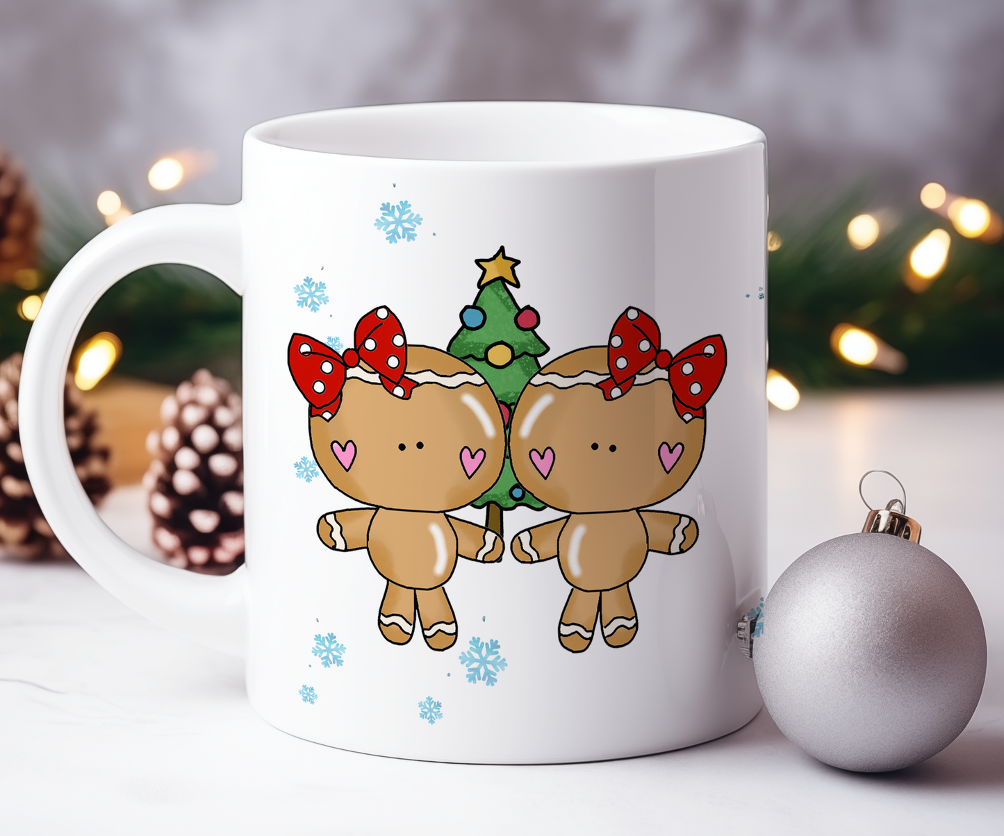 Personalised Whimsical Christmas Gingerbread Female Couple - Gift Mug