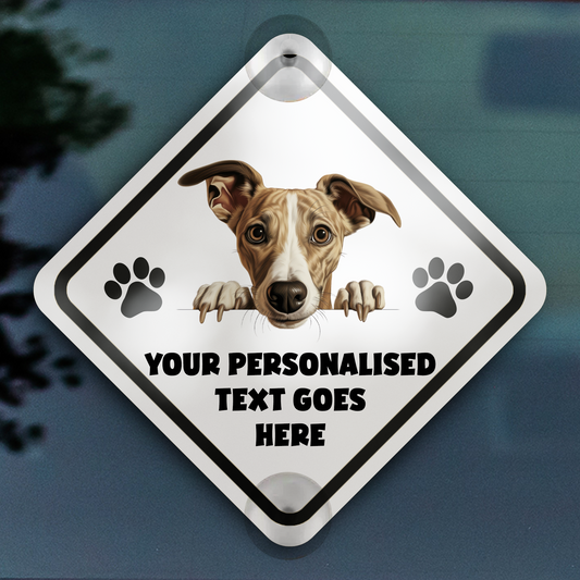 Personalised Dog On Board Car Window Sign - Whippet