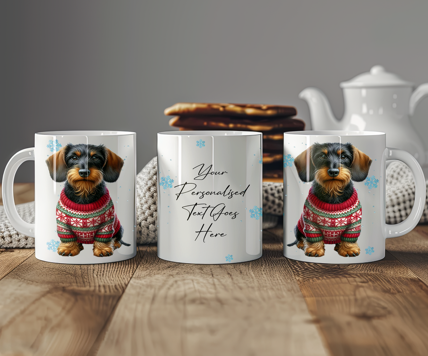 Personalised Wirehaired Dachshund - Dog Christmas Jumper Gift Mug