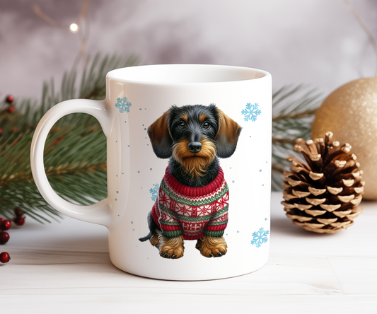 Personalised Wirehaired Dachshund - Dog Christmas Jumper Gift Mug