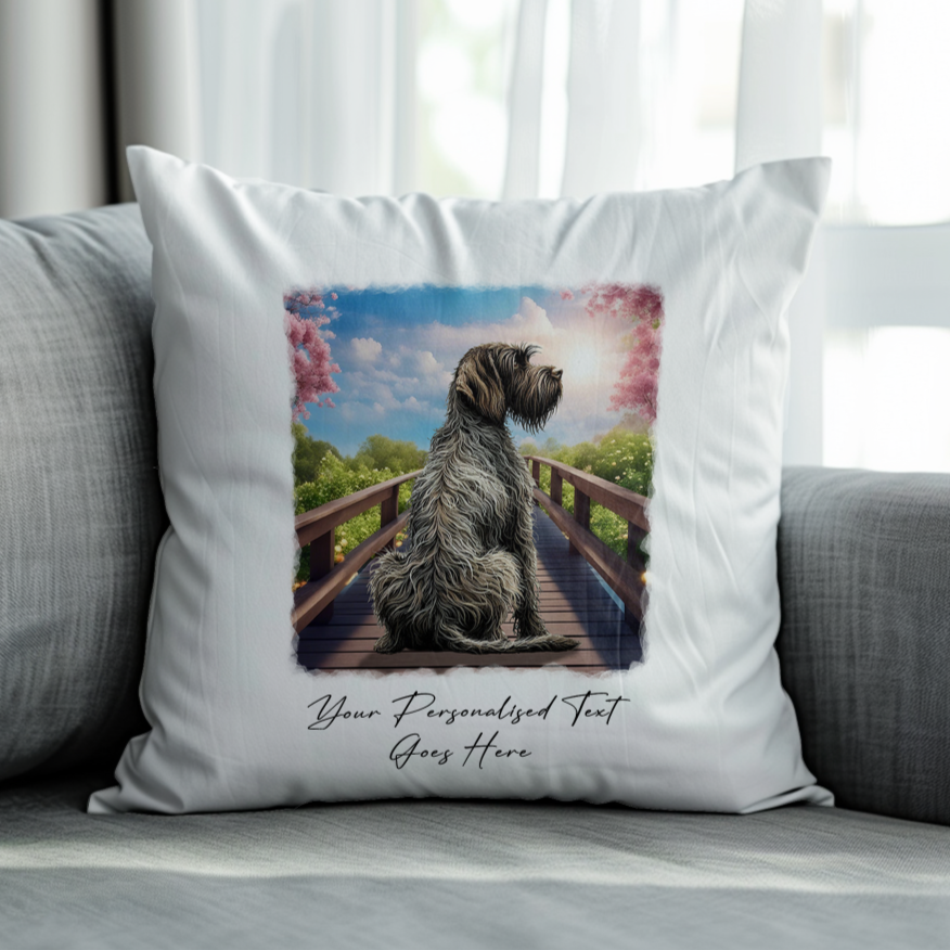 Personalised Bridge Dog Memorial Wirehaired Pointer Griffon - Keepsake Gift Cushion, by Floppsie Moppsie – floppsiemoppsie at floppsiemoppsie.co.uk