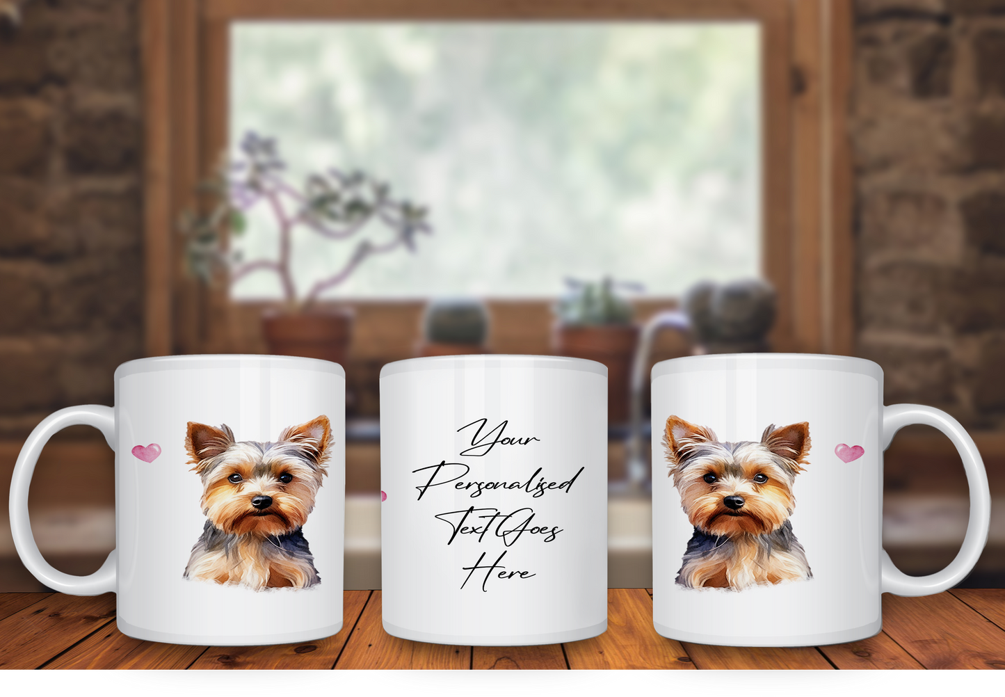 Personalised Dog Gift Mug - Yorkshire Terrier with Custom Message and Optional Hearts