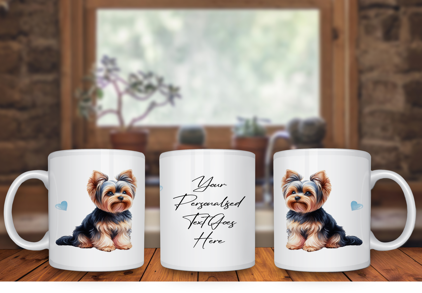 Personalised Dog Gift Mug - Yorkshire Terrier with Custom Message and Optional Hearts B