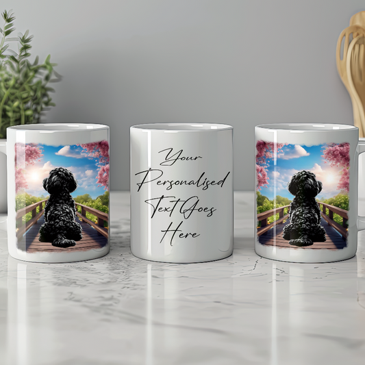 Personalised Bridge Dog Memorial Black Cockapoo - Keepsake Gift Mug, by Floppsie Moppsie – floppsiemoppsie at floppsiemoppsie.co.uk