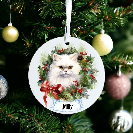 Personalised Pet Cat - Persian - Acrylic Bauble Christmas Tree Ornament Decoration Gift Keepsake