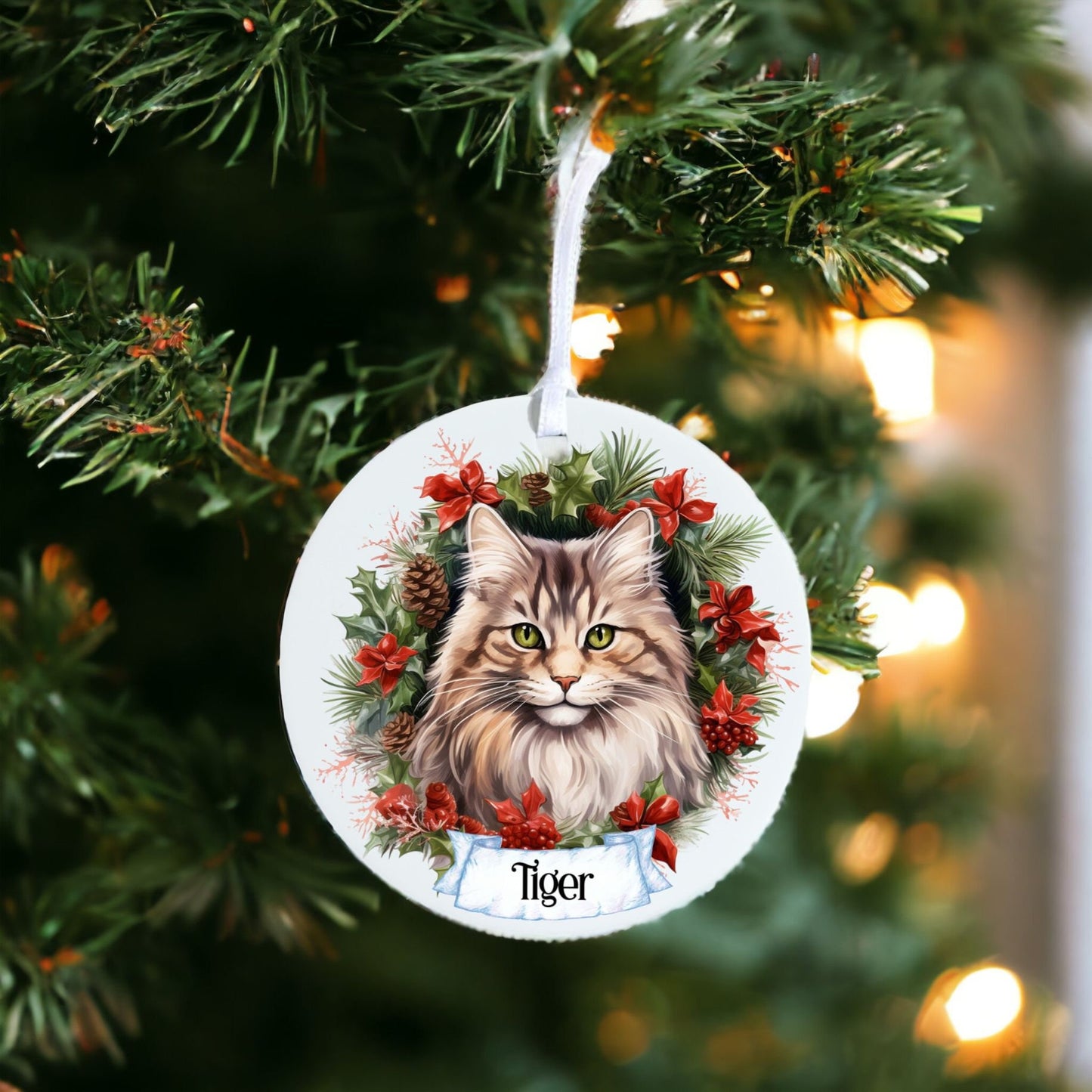 Personalised Pet Cat - Siberian - Acrylic Bauble Christmas Tree Ornament Decoration Gift Keepsake