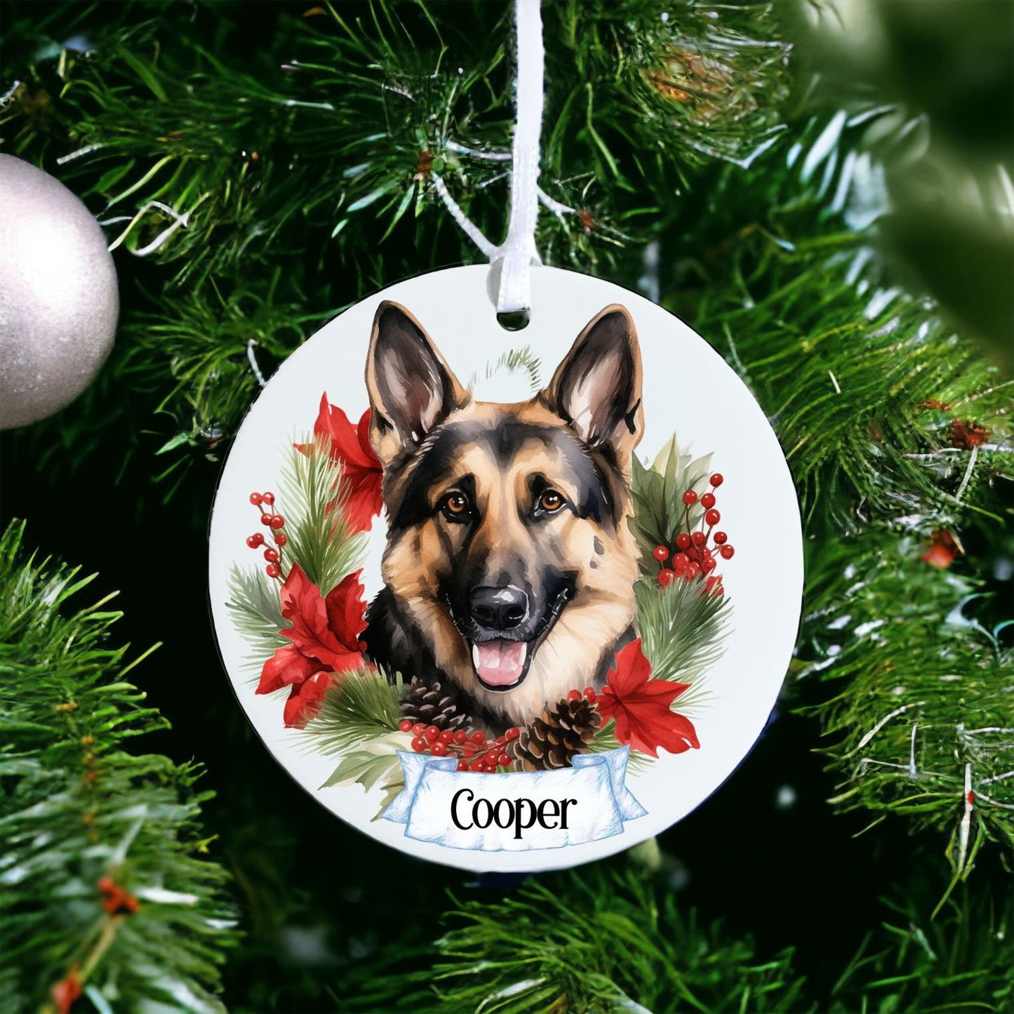 Personalised Pet German Shepard Dog - Acrylic Bauble Christmas Tree Ornament Decoration Gift Keepsake