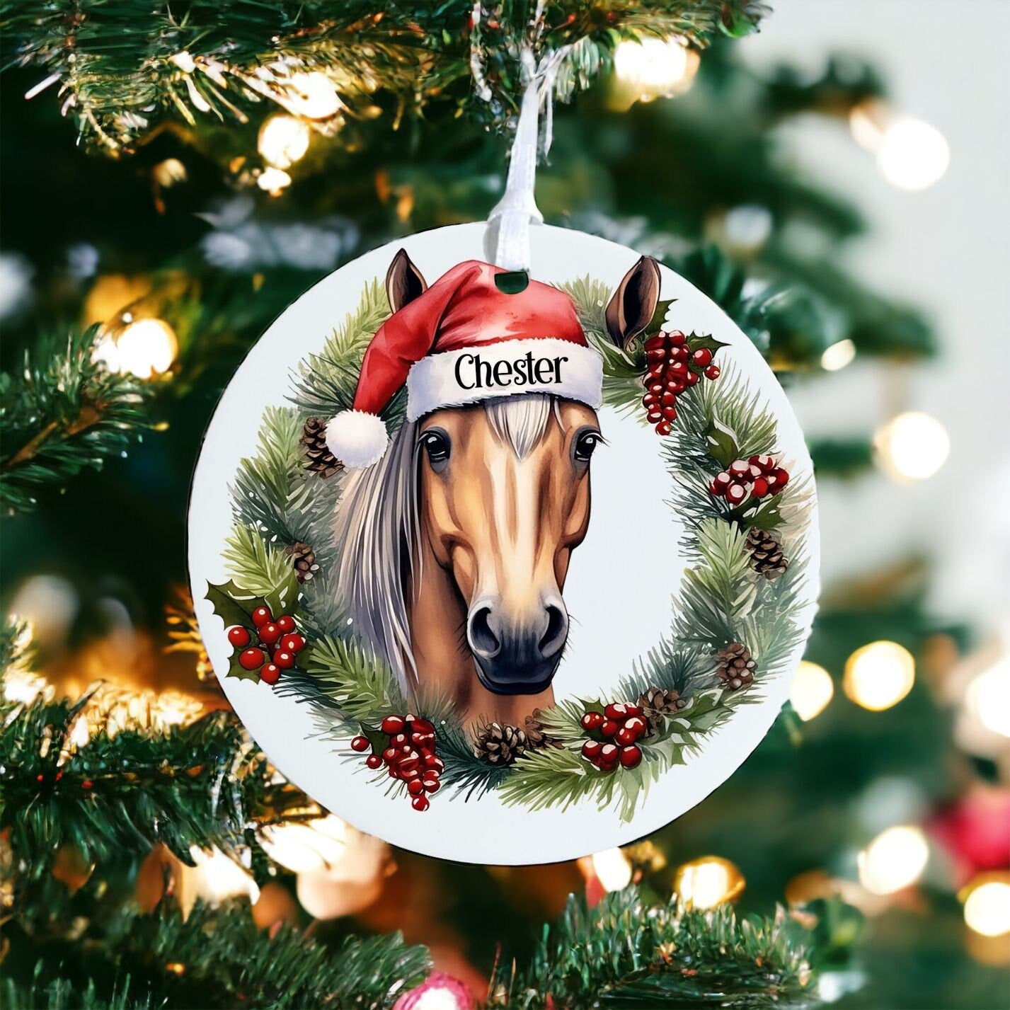 Personalised Brown Horse - Acrylic Bauble Christmas Tree Ornament Decoration Gift Keepsake