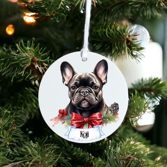 Personalised Pet French Bulldog - Acrylic Bauble Christmas Tree Ornament Decoration Gift Keepsake