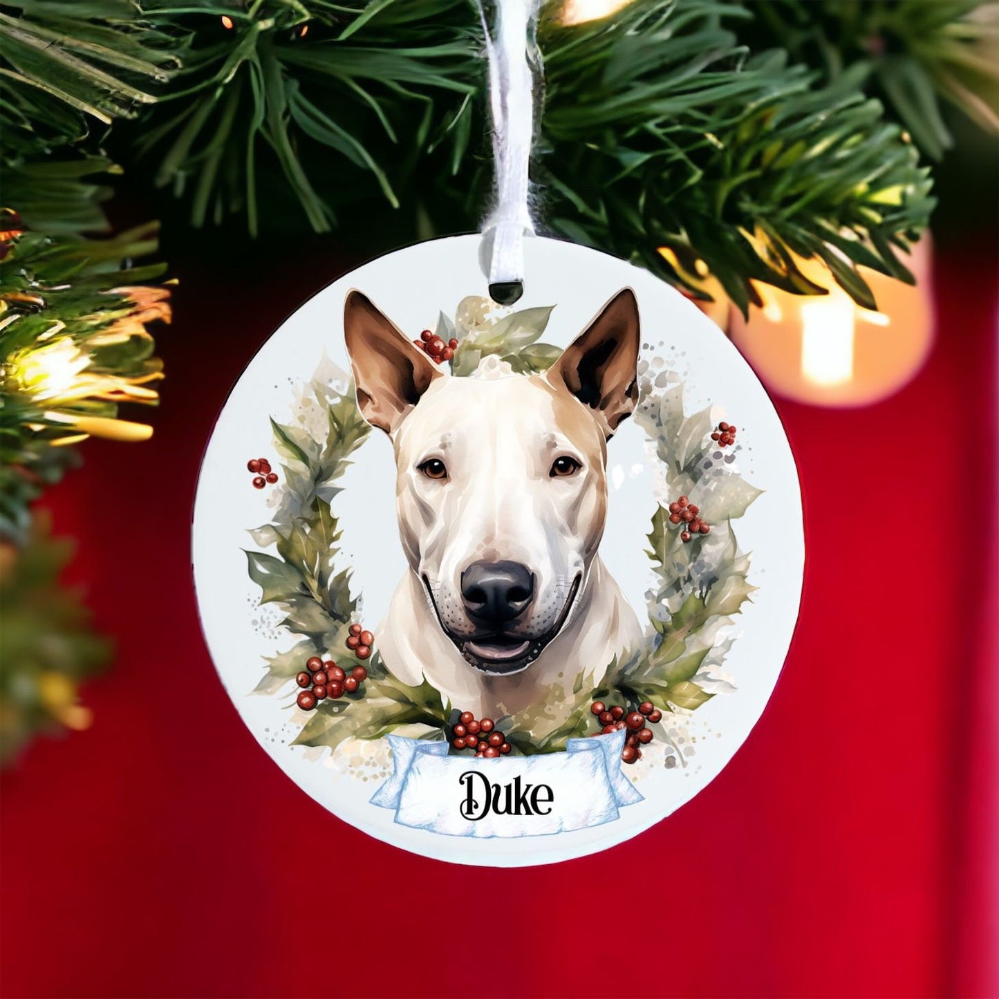 Personalised Pet Bull Terrier dog - Acrylic Bauble Christmas Tree Ornament Decoration Gift Keepsake