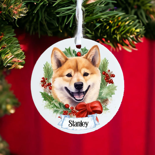 Personalised Pet Shiba Inu dog - Acrylic Bauble Christmas Tree Ornament Decoration Gift Keepsake