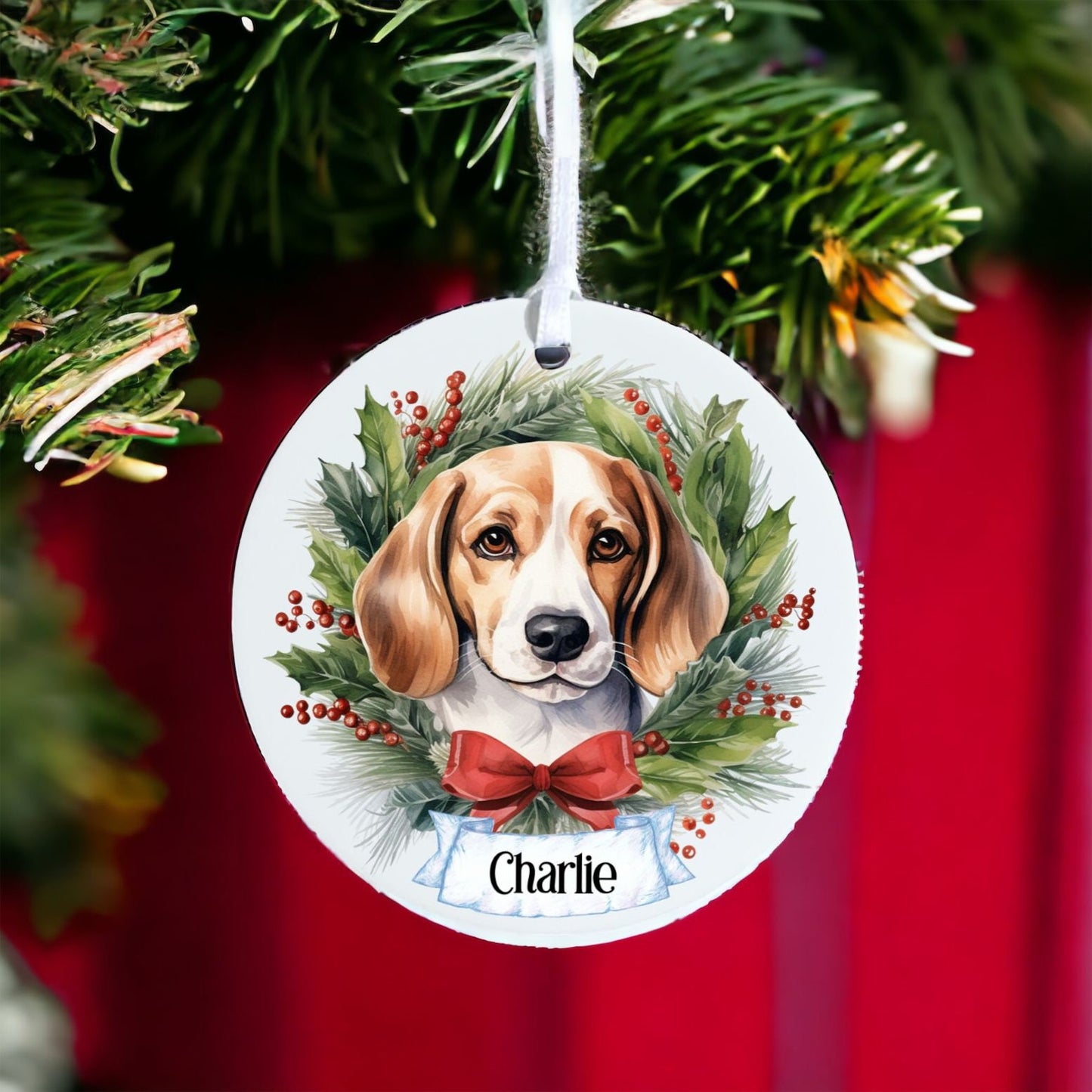 Personalised Pet Beagle Dog - Acrylic Bauble Christmas Tree Ornament Decoration Gift Keepsake