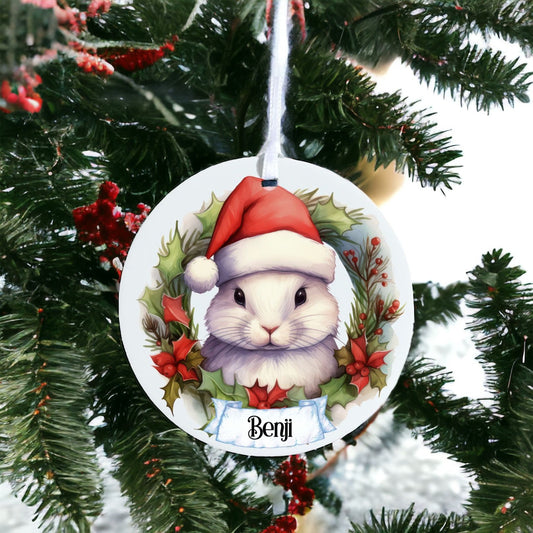 Personalised Bunny Rabbit - Acrylic Bauble Christmas Tree Ornament Decoration Gift Keepsake