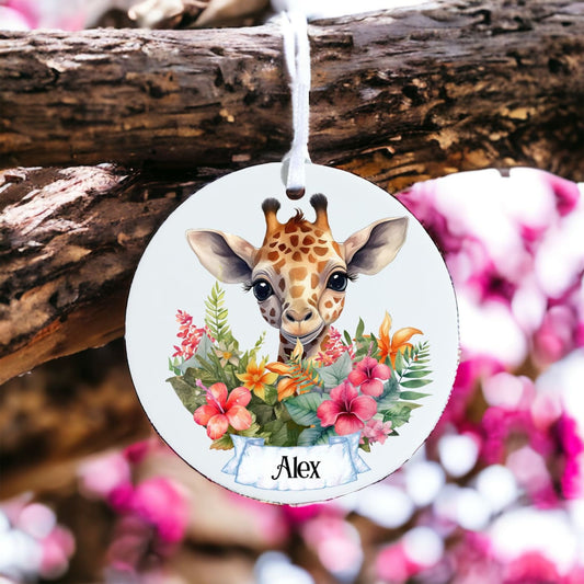 Personalised Giraffe - Acrylic Bauble Christmas Tree Ornament Decoration Gift Keepsake