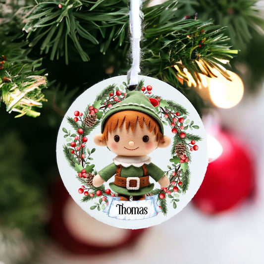 Personalised Cute Child Knitted Stitched Doll E - Acrylic Bauble Christmas Tree Ornament Decoration Gift Keepsake