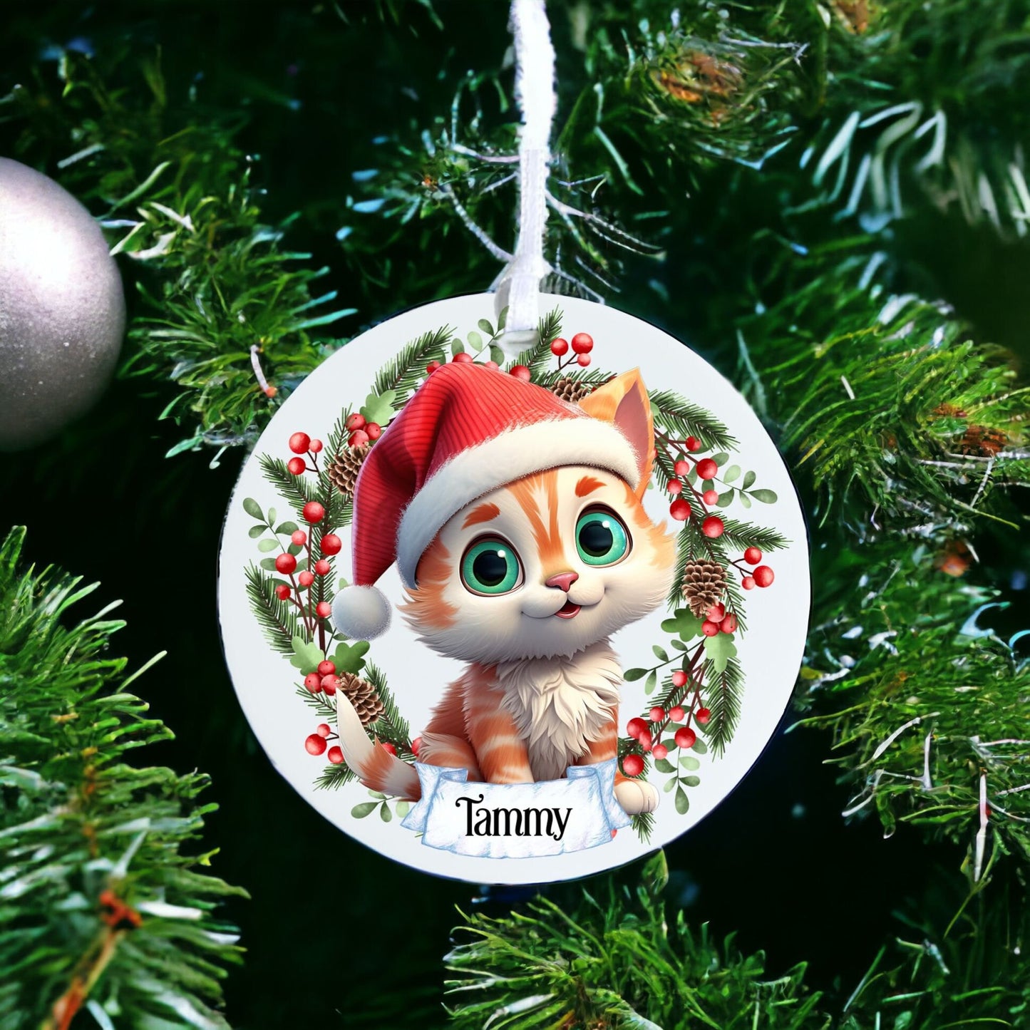 Personalised Cute Kitten  - Acrylic Bauble Christmas Tree Ornament Decoration Gift Keepsake