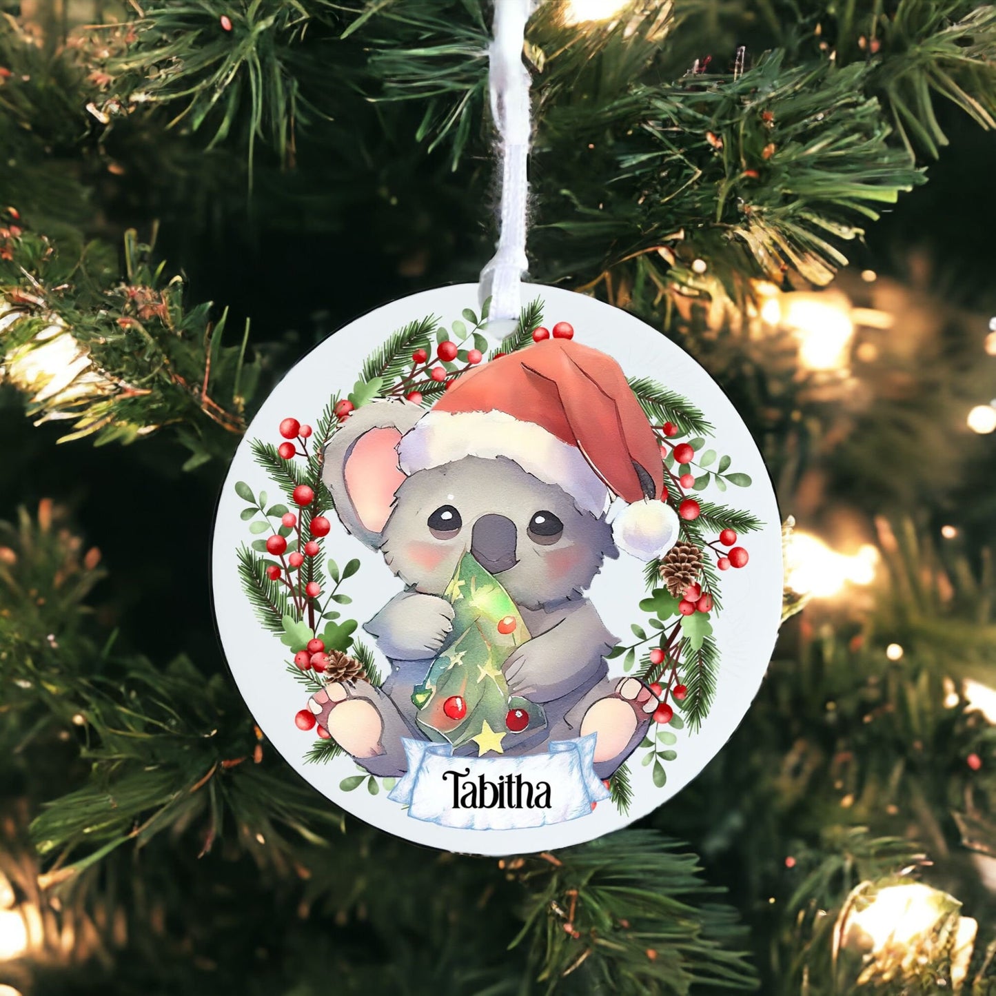 Personalised Cute Koala - Acrylic Bauble Christmas Tree Ornament Decoration Gift Keepsake