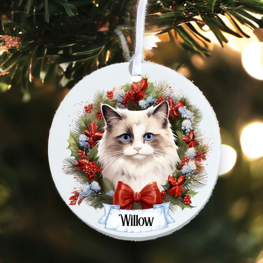 Personalised Pet Cat - Ragdoll - Acrylic Bauble Christmas Tree Ornament Decoration Gift Keepsake