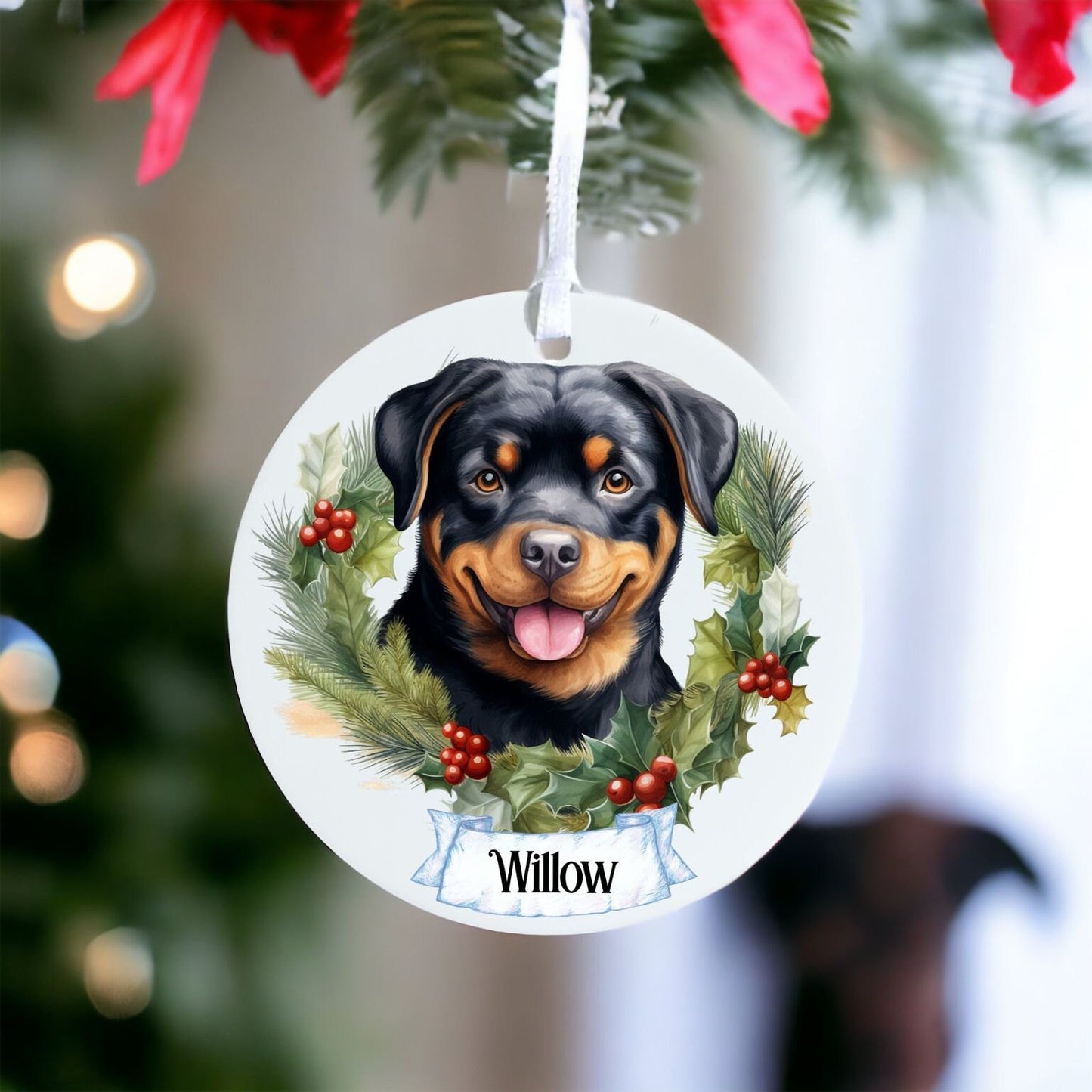 Personalised Pet Rottweiler Dog - Acrylic Bauble Christmas Tree Ornament Decoration Gift Keepsake