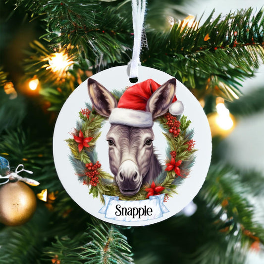 Personalised Donkey - Acrylic Bauble Christmas Tree Ornament Decoration Gift Keepsake