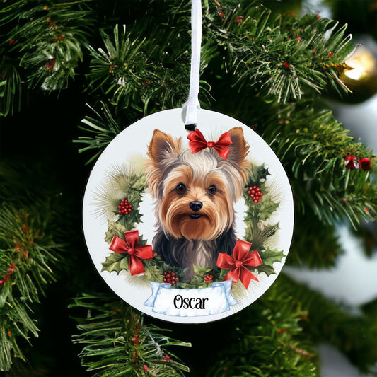 Personalised Pet Yorkshire Terrier Dog - Acrylic Bauble Christmas Tree Ornament Decoration Gift Keepsake