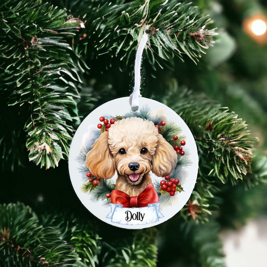 Personalised Pet Poodle Dog - Acrylic Bauble Christmas Tree Ornament Decoration Gift Keepsake