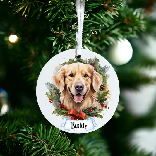 Personalised Pet Golden Retriever dog - Acrylic Bauble Christmas Tree Ornament Decoration Gift Keepsake