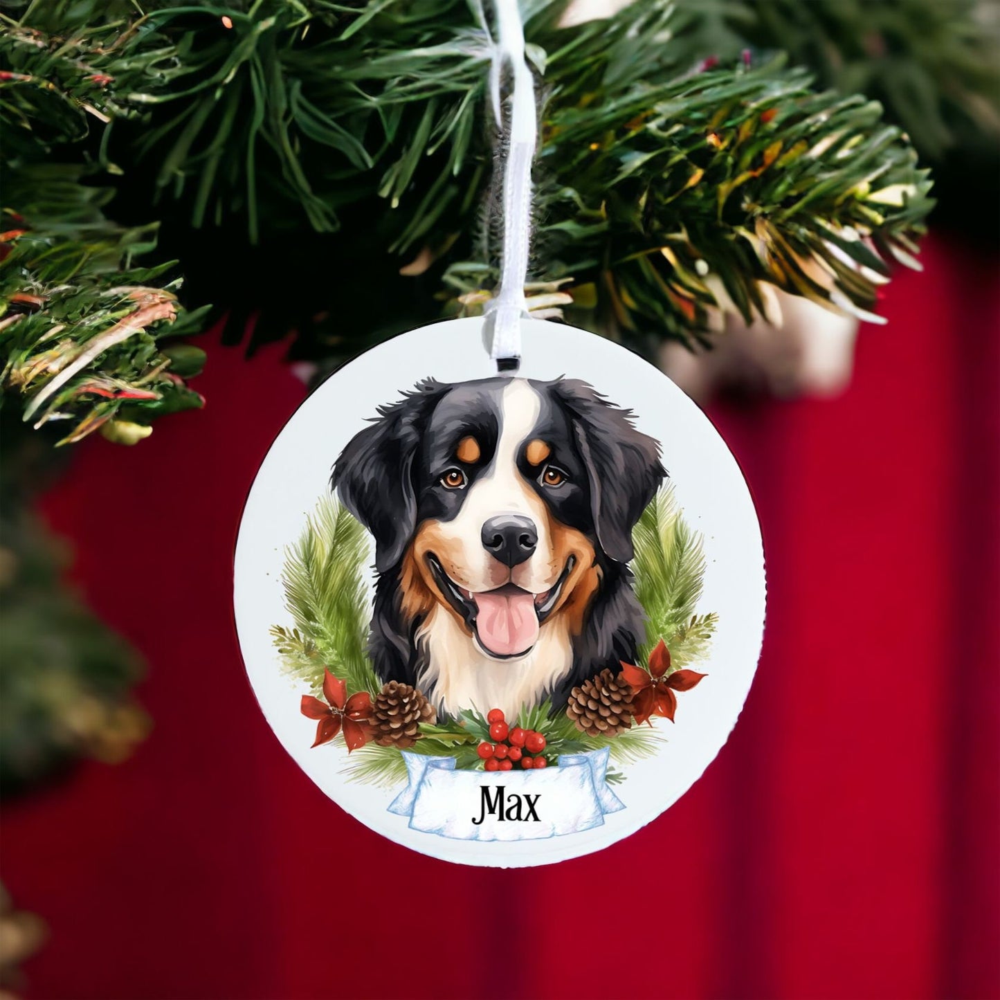 Personalised Pet Bernese Mountain dog - Acrylic Bauble Christmas Tree Ornament Decoration Gift Keepsake