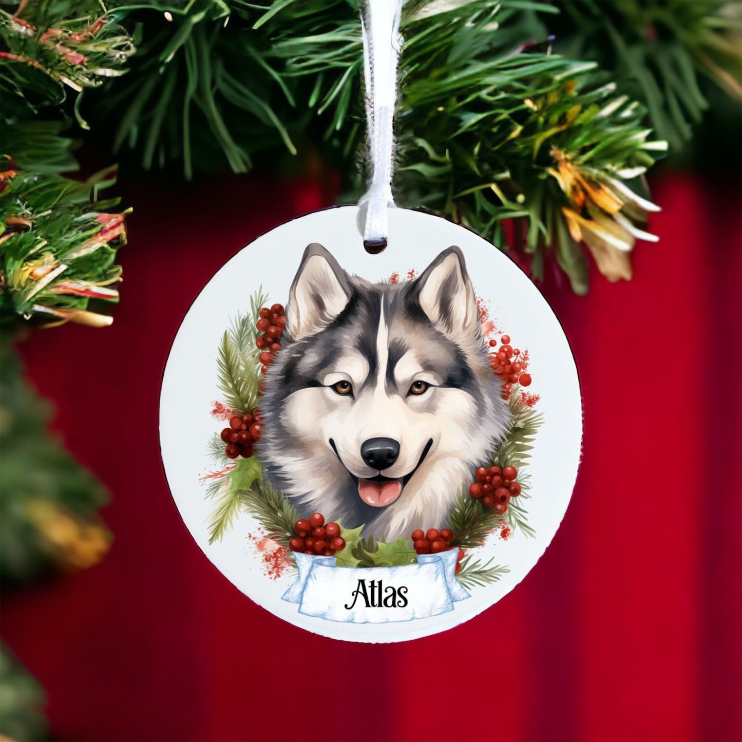 Personalised Pet Husky dog - Acrylic Bauble Christmas Tree Ornament Decoration Gift Keepsake