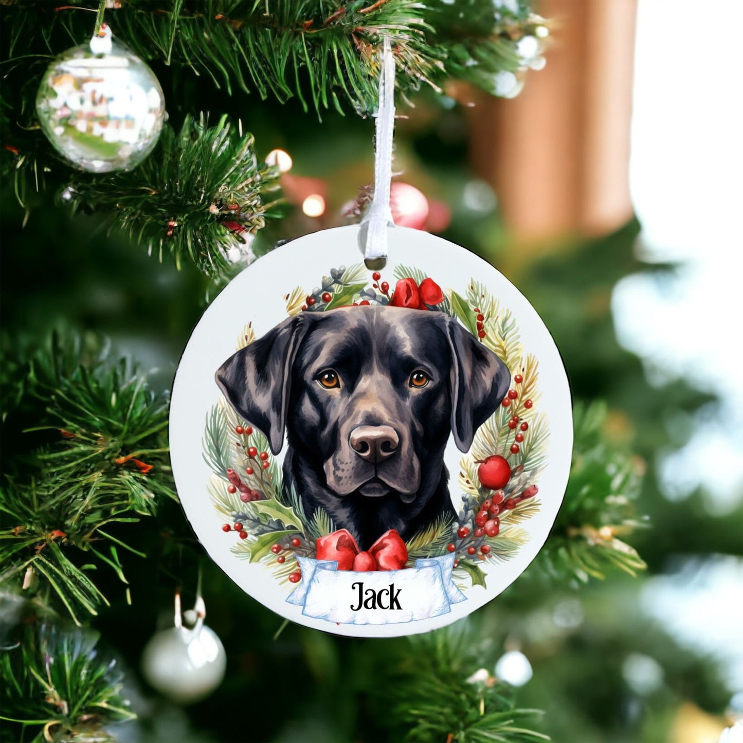 Personalised Pet Black Labrador Dog - Acrylic Bauble Christmas Tree Ornament Decoration Gift Keepsake