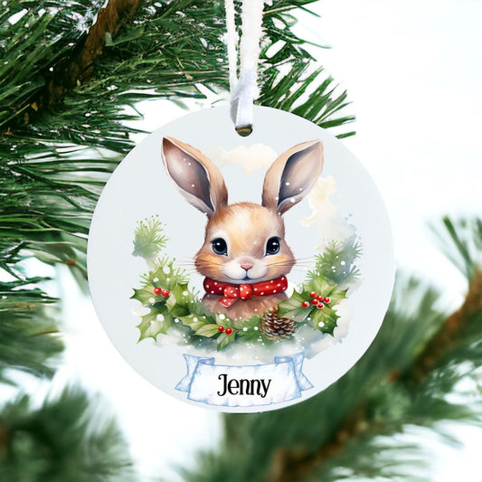 Personalised Bunny Ears - Acrylic Bauble Christmas Tree Ornament Decoration Gift Keepsake