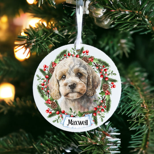 Personalised Cockapoo Dog Bauble - Acrylic Bauble Christmas Tree Ornament Decoration Gift Keepsake