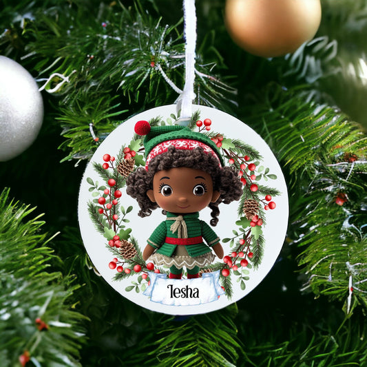 Personalised Cute Child Knitted Stitched Doll B - Acrylic Bauble Christmas Tree Ornament Decoration Gift Keepsake