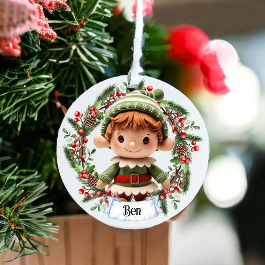 Personalised Cute Child Knitted Stitched Doll C - Acrylic Bauble Christmas Tree Ornament Decoration Gift Keepsake