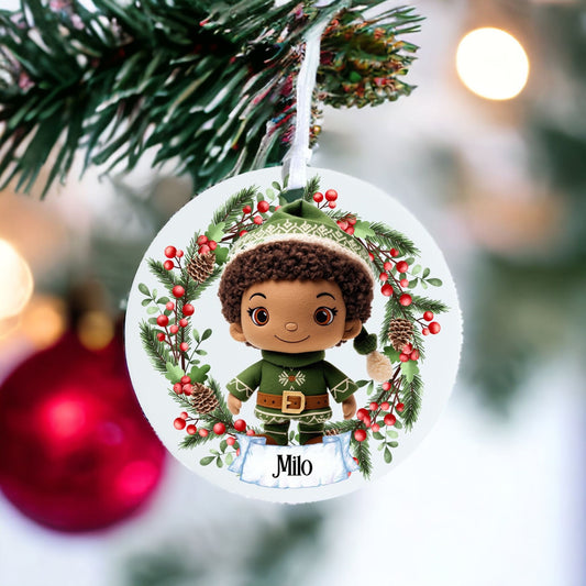 Personalised Cute Child Knitted Stitched Doll G - Acrylic Bauble Christmas Tree Ornament Decoration Gift Keepsake