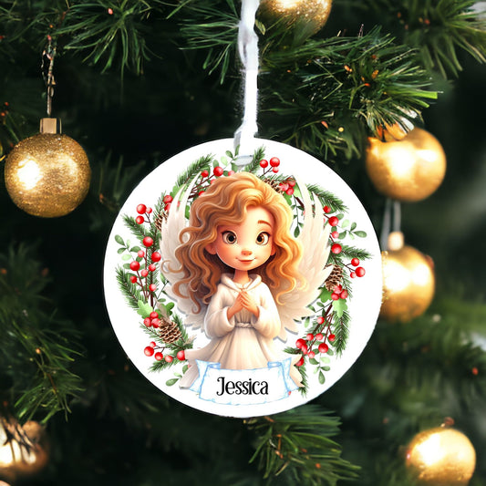 Personalised Cute Angel Wings - Acrylic Bauble Christmas Tree Ornament Decoration Gift Keepsake