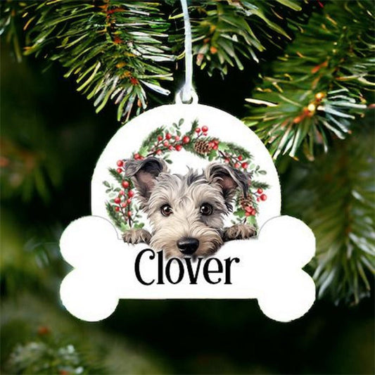 Personalised Christmas Bauble Pumi With Wreath