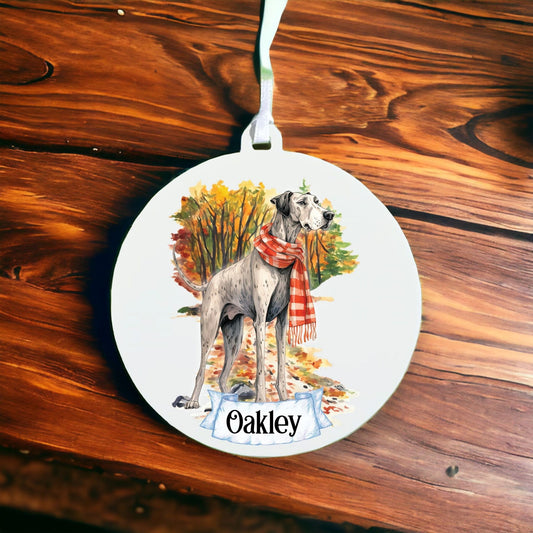 Personalised Watercolour German Wirehaired Pointer Dog on Winter Walk - Acrylic Ornament Decoration Gift Keepsake