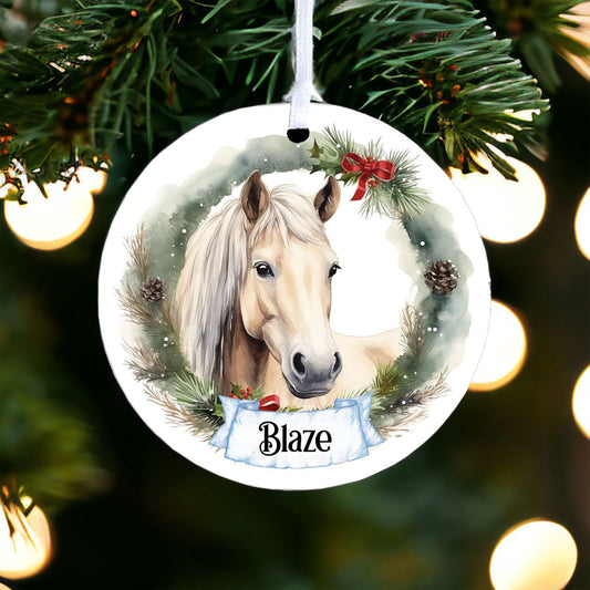 Personalised Watercolour Horse Bauble C - Acrylic Bauble Christmas Tree Ornament Decoration Gift Keepsake