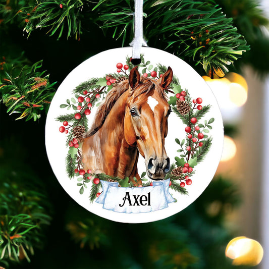 Personalised Watercolour Bay Sorrel Horse A - Acrylic Bauble Christmas Tree Ornament Decoration Gift Keepsake