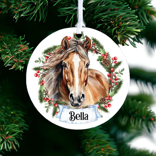 Personalised Watercolour Bay Sorrel Horse B - Acrylic Bauble Christmas Tree Ornament Decoration Gift Keepsake