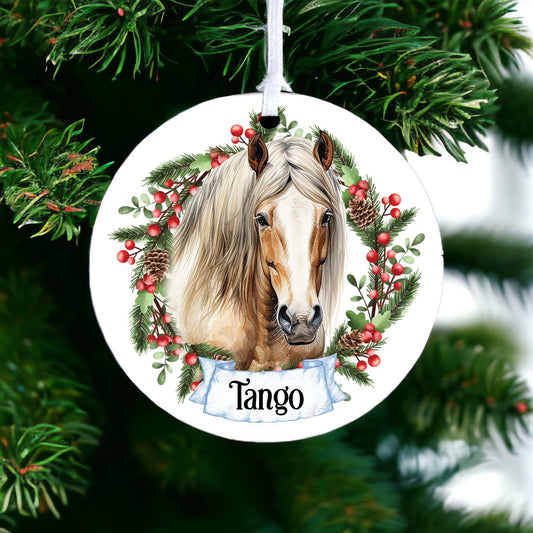 Personalised Watercolour Draft Horse C - Acrylic Bauble Christmas Tree Ornament Decoration Gift Keepsake