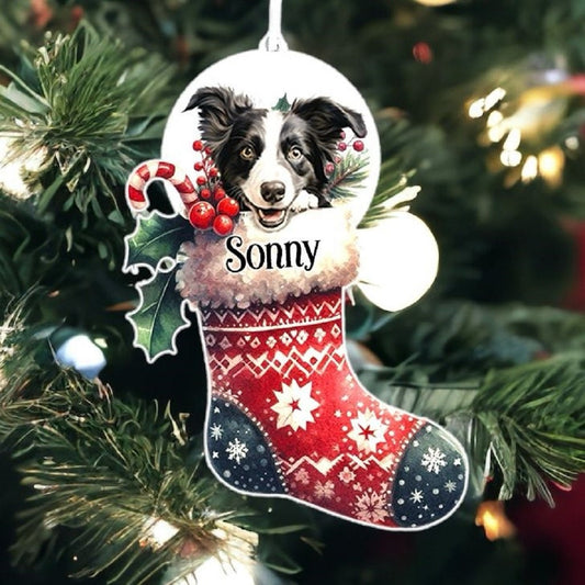 Personalised Border Collie Pet Dog Christmas Stocking Bauble