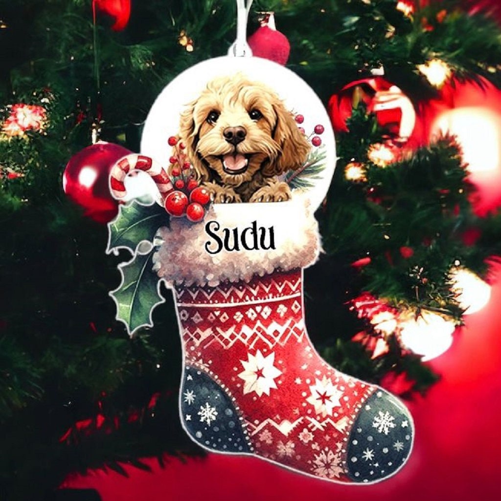 Personalised Cockapoo Pet Dog Christmas Stocking Bauble