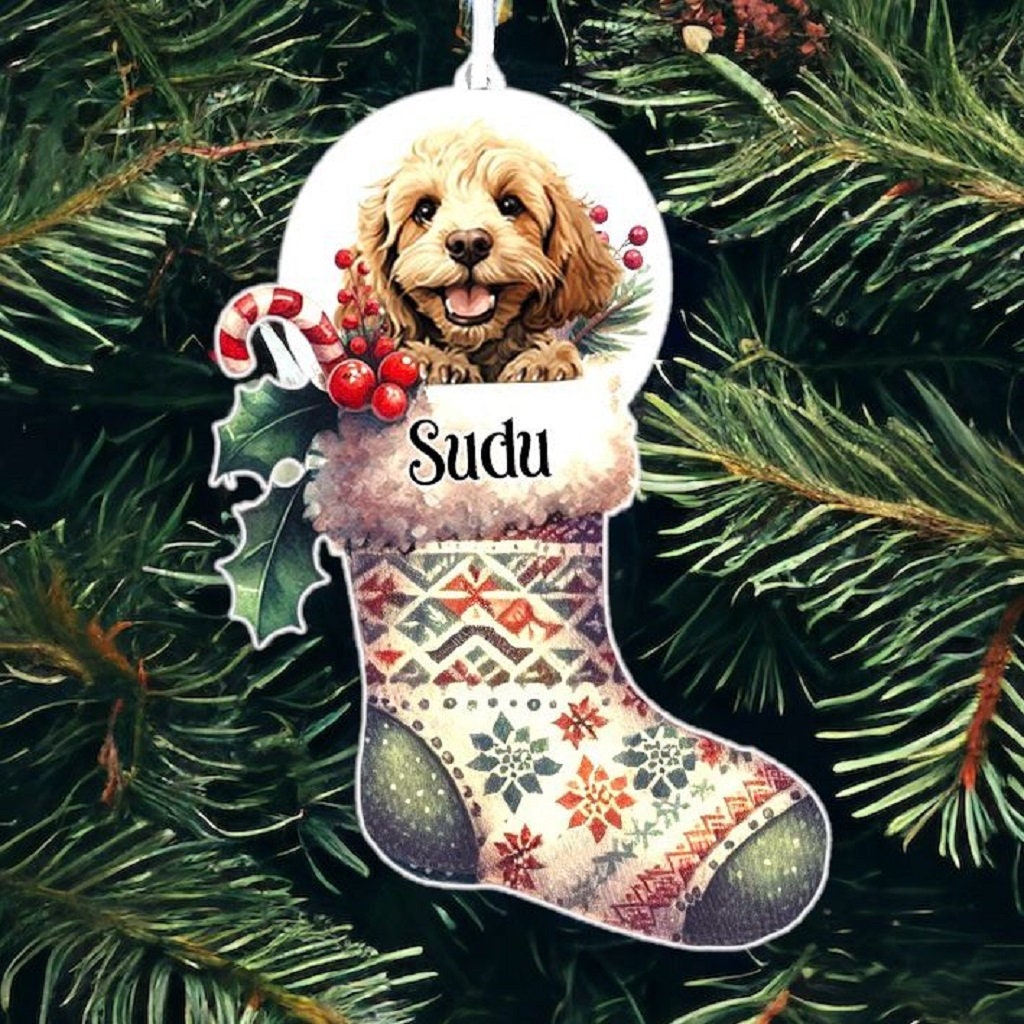 Personalised Cockapoo Pet Dog Christmas Stocking Bauble