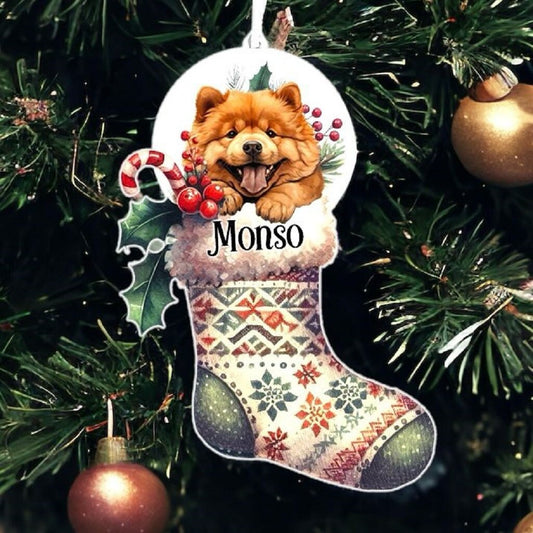 Personalised Chow Chow Pet Dog Christmas Stocking Bauble